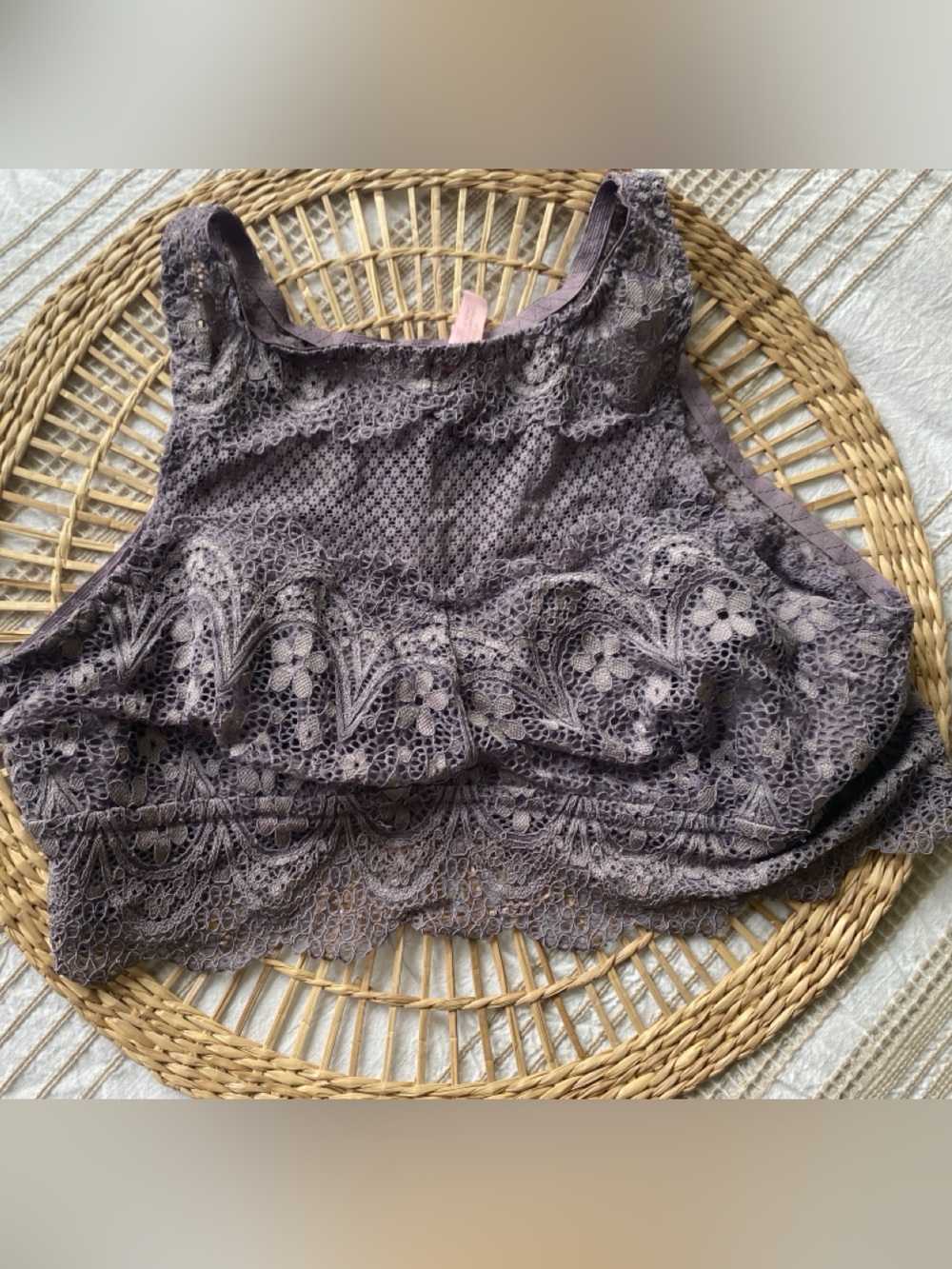 Lace High-Neck Bralette in Dusty Lavender